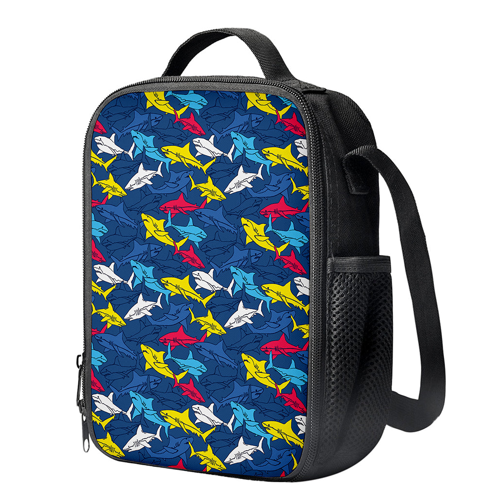 Doodle Shark Pattern Print Crossbody Lunch Bag