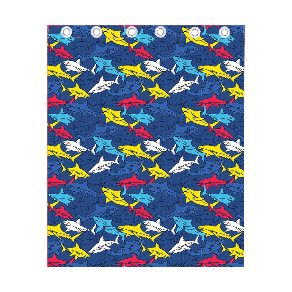 Doodle Shark Pattern Print Curtain