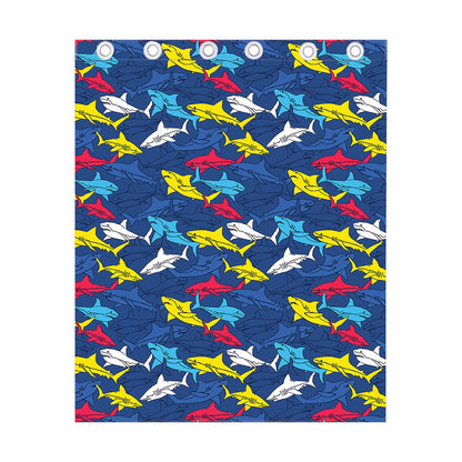 Doodle Shark Pattern Print Curtain