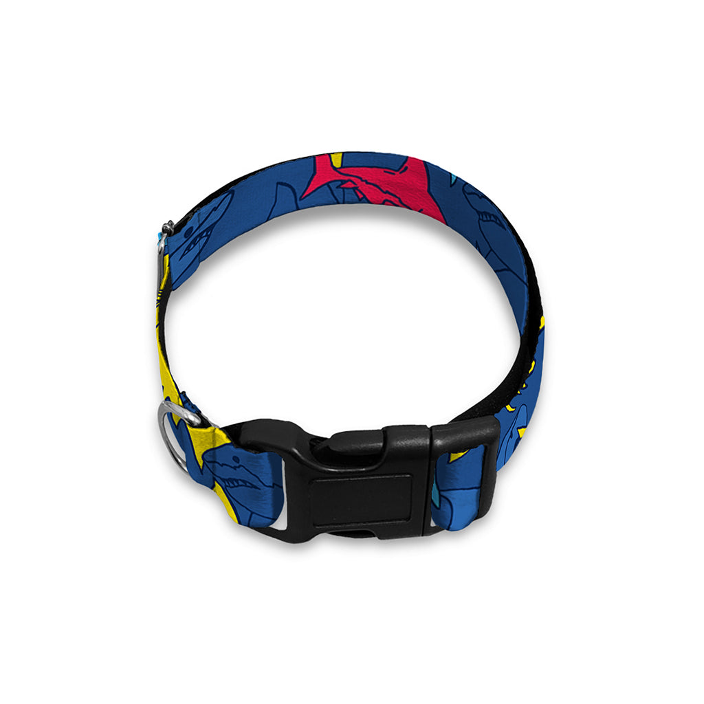 Doodle Shark Pattern Print Dog Collar