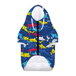 Doodle Shark Pattern Print Dog Zip Up Hoodie