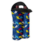 Doodle Shark Pattern Print Double Neoprene Wine Tote