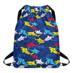 Doodle Shark Pattern Print Drawstring Backpack