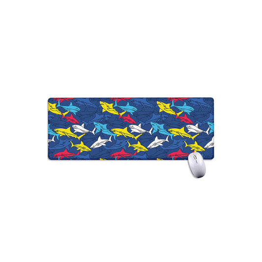 Doodle Shark Pattern Print Extended Mouse Pad
