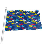 Doodle Shark Pattern Print Flag
