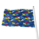 Doodle Shark Pattern Print Flag