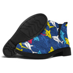 Doodle Shark Pattern Print Flat Ankle Boots