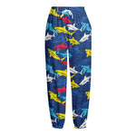 Doodle Shark Pattern Print Fleece Lined Knit Pants