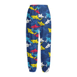 Doodle Shark Pattern Print Fleece Lined Knit Pants
