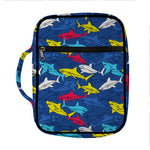 Doodle Shark Pattern Print Front Pocket Bible Bag