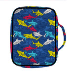 Doodle Shark Pattern Print Front Pocket Bible Bag