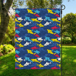 Doodle Shark Pattern Print Garden Flag