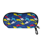 Doodle Shark Pattern Print Glasses Case