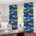 Doodle Shark Pattern Print Grommet Curtains