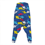 Doodle Shark Pattern Print Hammer Pants