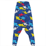 Doodle Shark Pattern Print Hammer Pants