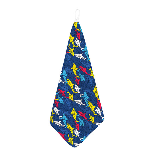 Doodle Shark Pattern Print Hand Towel
