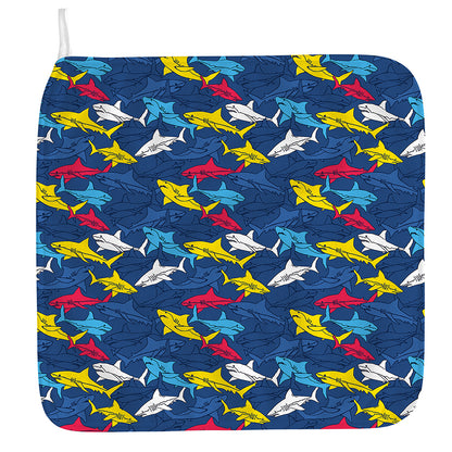 Doodle Shark Pattern Print Hand Towel