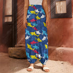 Doodle Shark Pattern Print Harem Pants