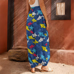 Doodle Shark Pattern Print Harem Pants