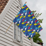 Doodle Shark Pattern Print House Flag