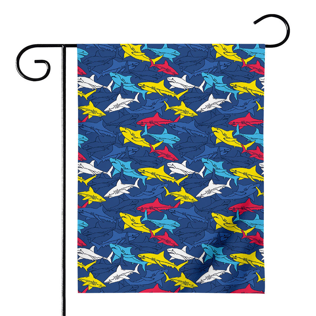 Doodle Shark Pattern Print House Flag