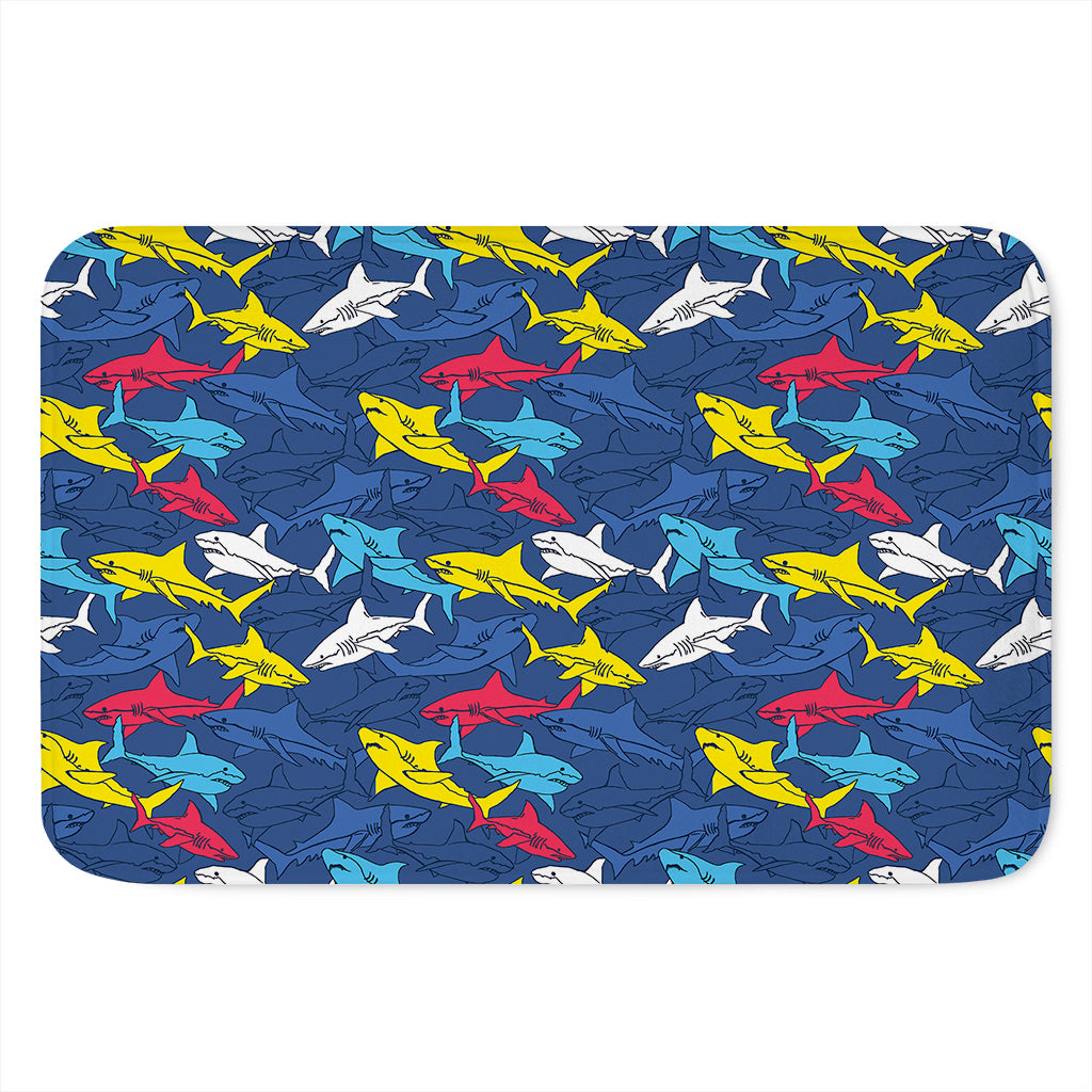 Doodle Shark Pattern Print Indoor Door Mat