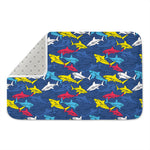 Doodle Shark Pattern Print Indoor Door Mat