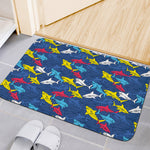 Doodle Shark Pattern Print Indoor Door Mat