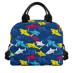 Doodle Shark Pattern Print Insulated Lunch Bag