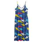 Doodle Shark Pattern Print Jersey Midi Cami Dress