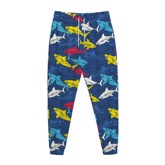 Doodle Shark Pattern Print Jogger Pants