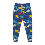 Doodle Shark Pattern Print Jogger Pants