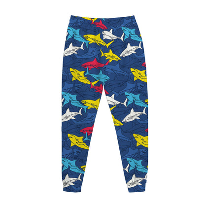 Doodle Shark Pattern Print Jogger Pants