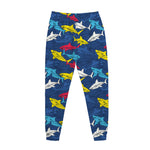 Doodle Shark Pattern Print Jogger Pants