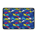 Doodle Shark Pattern Print Kitchen Mat