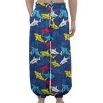 Doodle Shark Pattern Print Lantern Pants