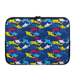 Doodle Shark Pattern Print Laptop Sleeve