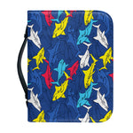Doodle Shark Pattern Print Leather Bible Cover