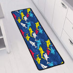 Doodle Shark Pattern Print Long Kitchen Mat