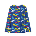 Doodle Shark Pattern Print Long Sleeve Short Coat