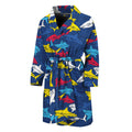 Doodle Shark Pattern Print Men's Bathrobe