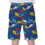 Doodle Shark Pattern Print Men's Beach Shorts