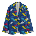 Doodle Shark Pattern Print Men's Blazer
