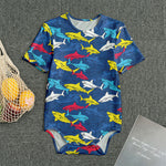 Doodle Shark Pattern Print Men's Bodysuit