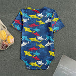 Doodle Shark Pattern Print Men's Bodysuit