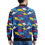 Doodle Shark Pattern Print Men's Bomber Jacket