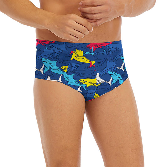 Doodle Shark Pattern Print Men's Briefs