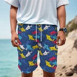 Doodle Shark Pattern Print Men's Cargo Shorts