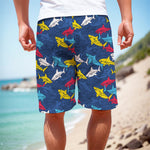 Doodle Shark Pattern Print Men's Cargo Shorts